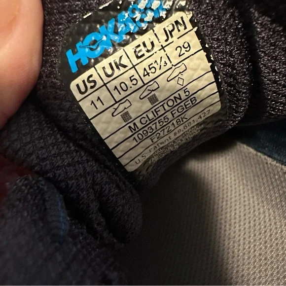 Hoka One One Clifton 5 1093755 FGEB Mens US 11 Running Shoes Gray Sneakers